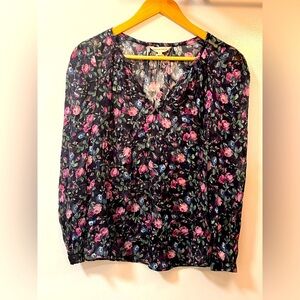 Floral Women's Top - Black and Pink